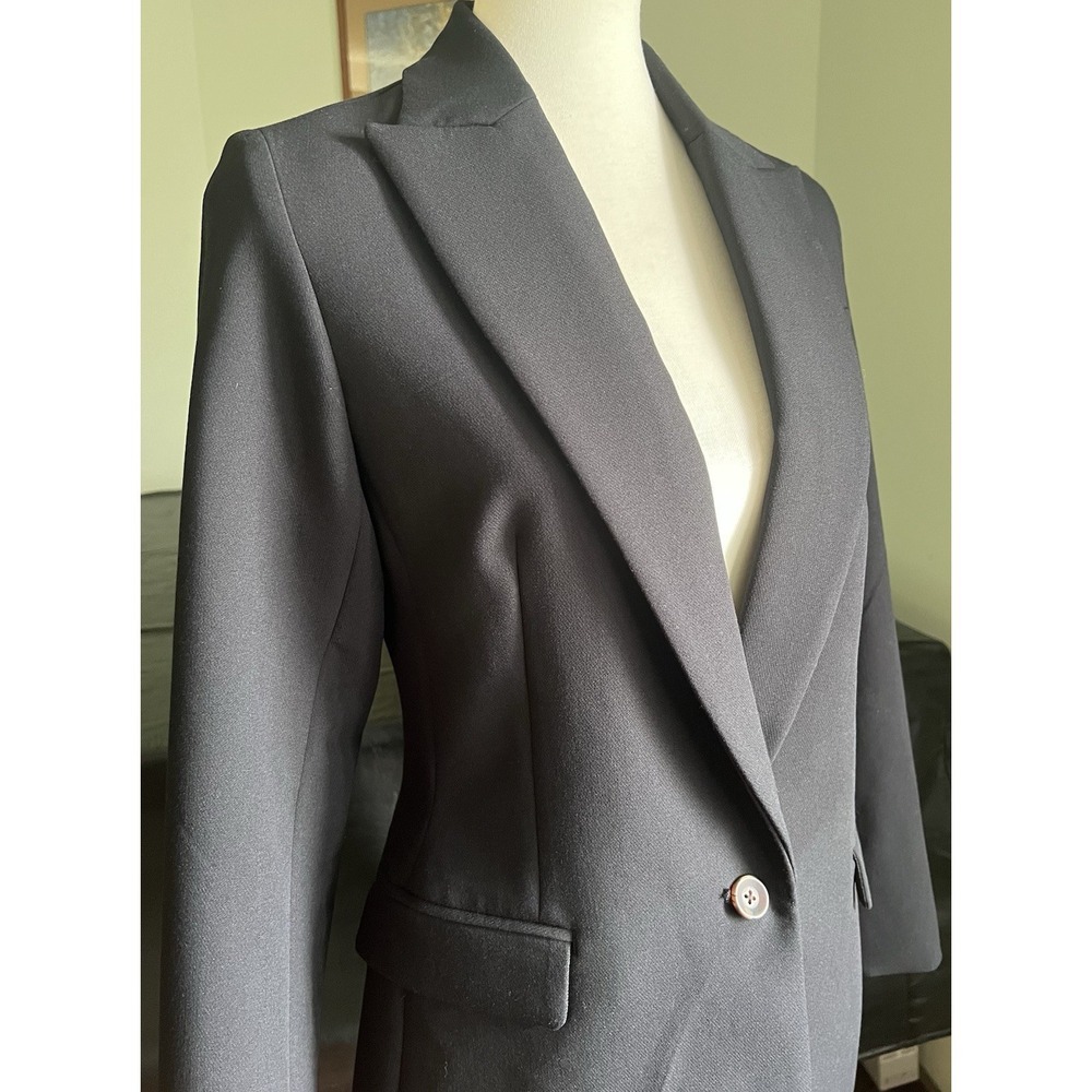 On 34th One Button Blazer Suit Jacket Woman's Sz 4 Black Minimalist Career Work